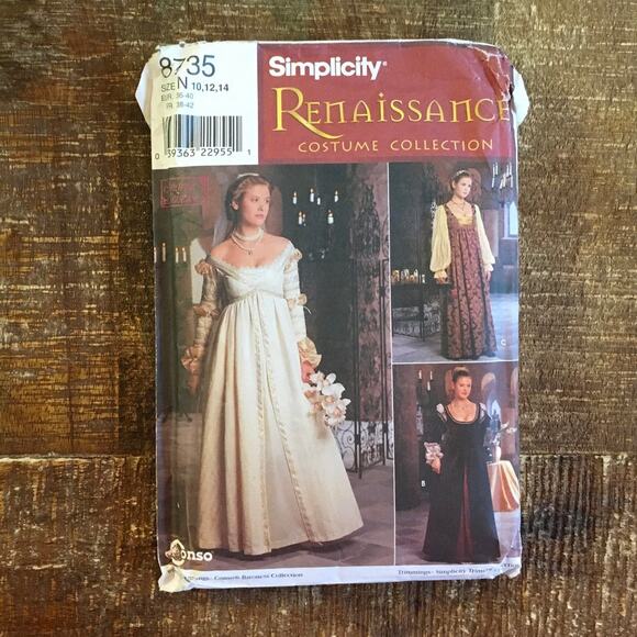 Simplicity Sewing Pattern 8735 Renaissance Medieval Wedding Dress 10-14 CUT - Picture 1 of 3